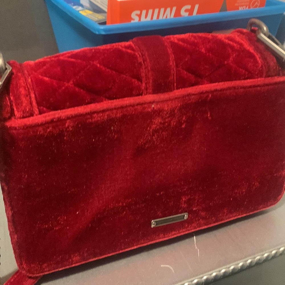 Rebecca Minkoff quilted red velvet cross body bag - Picture 7 of 9